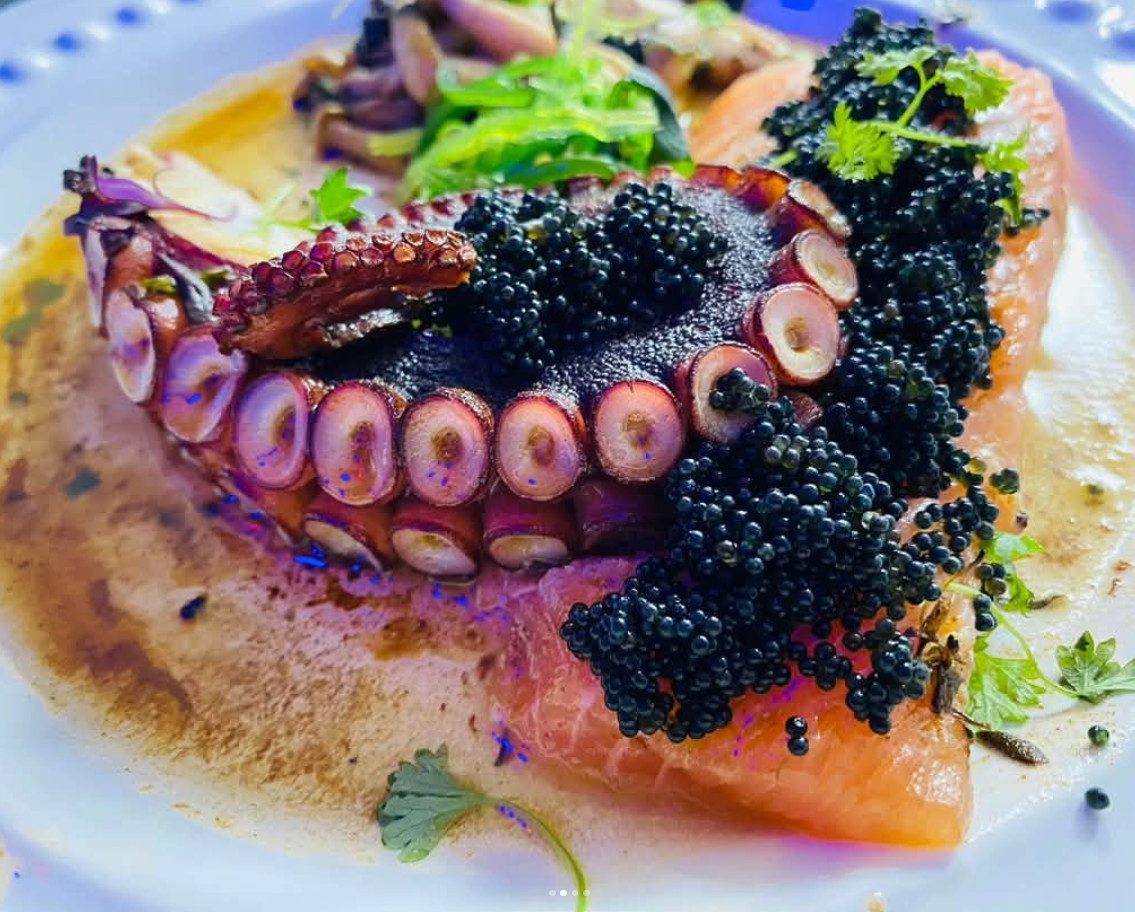 Octopus with caviar